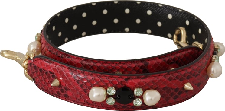 Dolce & Gabbana Dolce & Gabbana Red Exotic Leather Crystals Bag Shoulder Strap