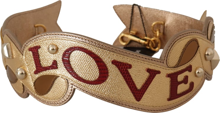 Dolce & Gabbana Dolce & Gabbana Gold Leather LOVE Patch Bag Shoulder Strap