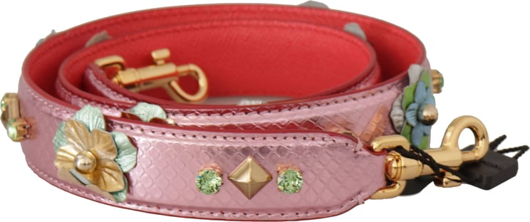 Dolce & Gabbana Dolce & Gabbana Metallic Pink Leather Studded Shoulder Strap