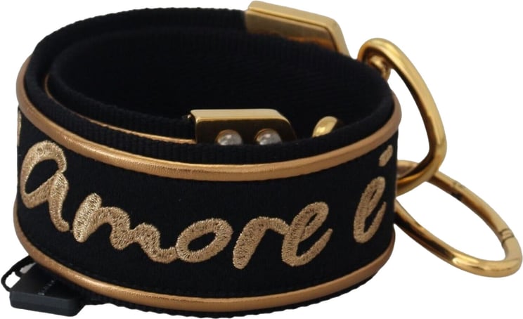 Dolce & Gabbana Dolce & Gabbana Black Gold Logo Print Brass Bag Shoulder Strap