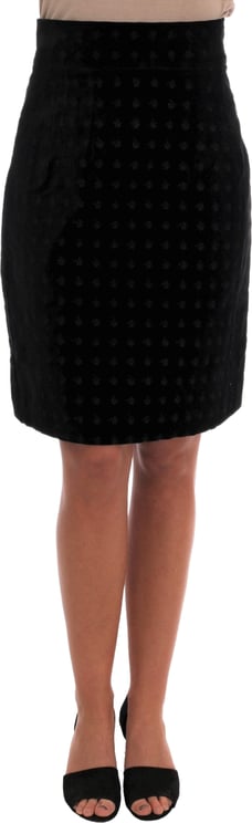 Dolce & Gabbana Dolce & Gabbana Dark Green Baroque Velvet Pencil Skirt