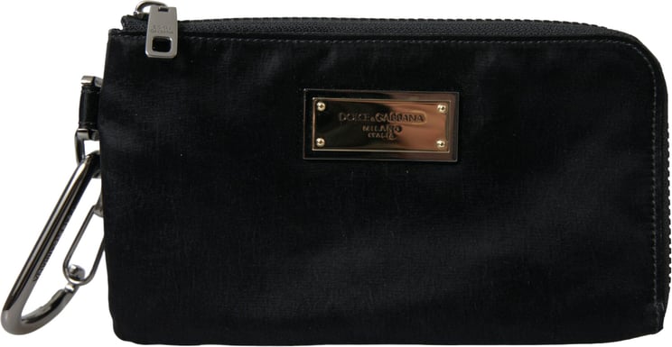 Dolce & Gabbana Dolce & Gabbana Black Nylon Logo Plaque Keyring Pouch Clutch Bags