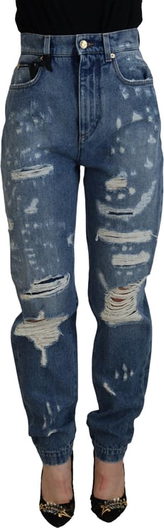 Dolce & Gabbana Dolce & Gabbana Blue Tattered Skinny Denim Cotton Jeans