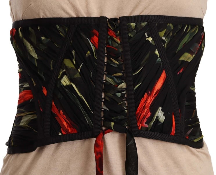 Dolce & Gabbana Dolce & Gabbana Black Corset Belt Stretch Waist Strap Silk Top