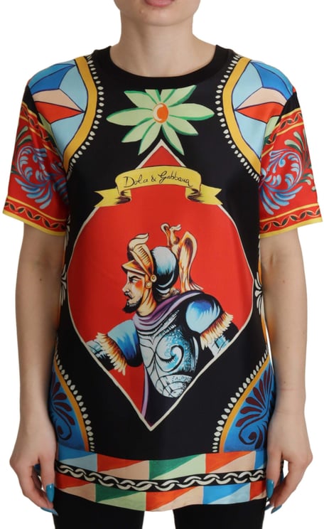 Dolce & Gabbana Dolce & Gabbana Multicolor Soldier Carretto Silk Top T-shirt