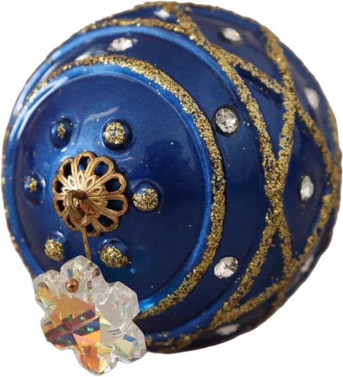 Dolce & Gabbana Dolce & Gabbana Gold Brass Blue Christmas Ball Crystal Hook Jewelry Earrings