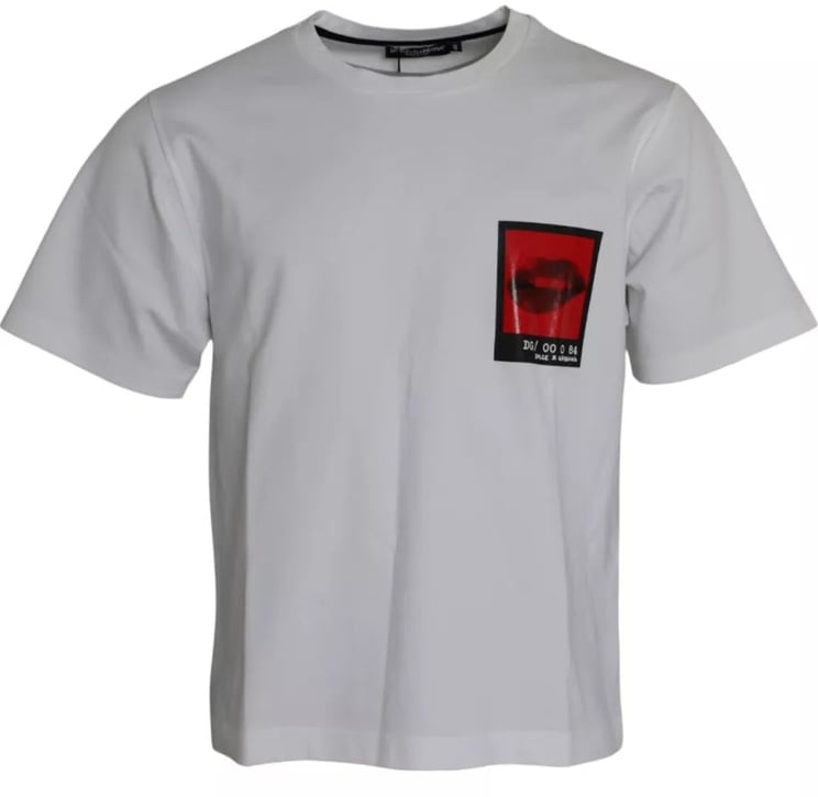 Dolce & Gabbana Dolce & Gabbana White Red Lips Print Cotton Men T-shirt