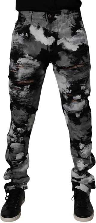 Dolce & Gabbana Dolce & Gabbana Multicolor Camouflage Tattered Skinny Denim Jeans