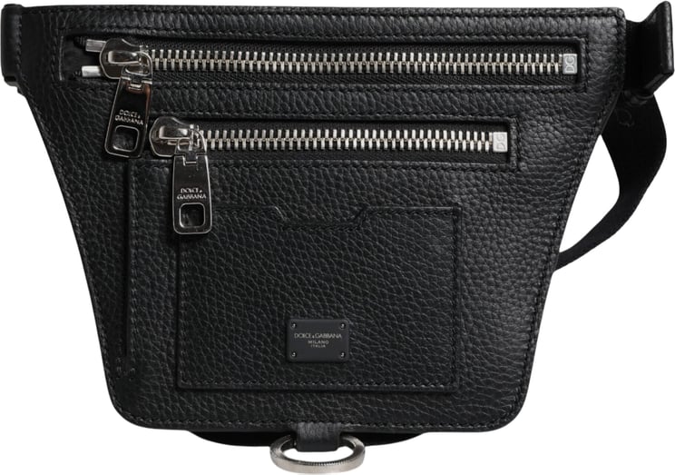 Dolce & Gabbana Dolce & Gabbana Black Calfskin Logo Plaque Belt Waist Men Fanny Pack Bag