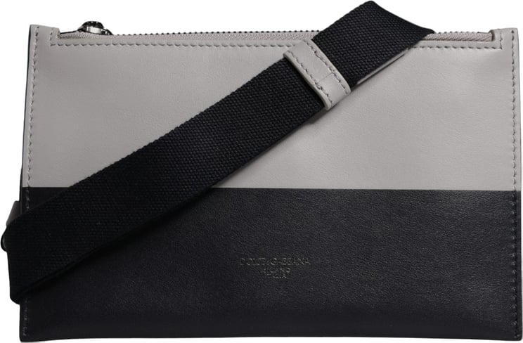 Dolce & Gabbana Dolce & Gabbana Black White Leather Logo Embossed Crossbody Bag
