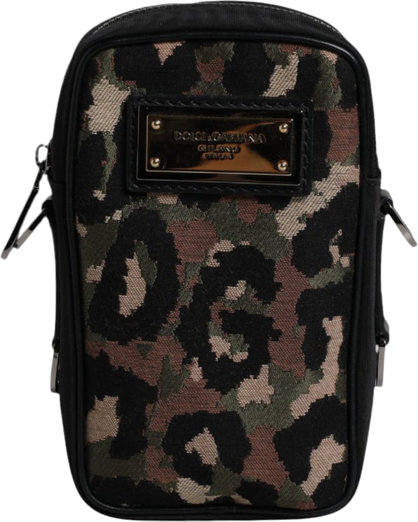 Dolce & Gabbana Dolce & Gabbana Multicolor Leopard Jacquard Logo Plaque Neck Strap Bag