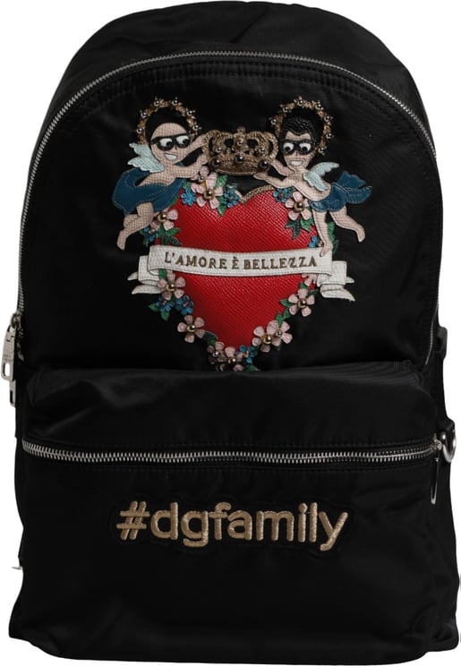 Dolce & Gabbana Dolce & Gabbana Black Nylon #DGFAMILY Embellished Backpack VULCANO Bag