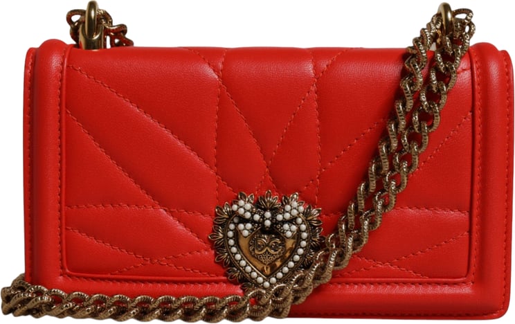 Dolce & Gabbana Dolce & Gabbana Red Quilted Devotion Crossbody Chain Phone Cover Bag