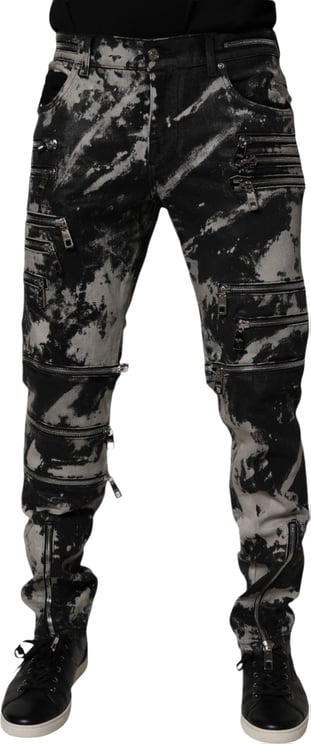 Dolce & Gabbana Dolce & Gabbana Black Tie Dye Cotton Skinny Zip Denim Jeans
