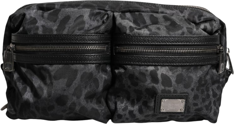 Dolce & Gabbana Dolce & Gabbana Black Gray Leopard DG Logo Belt Waist Fanny Pack Bag