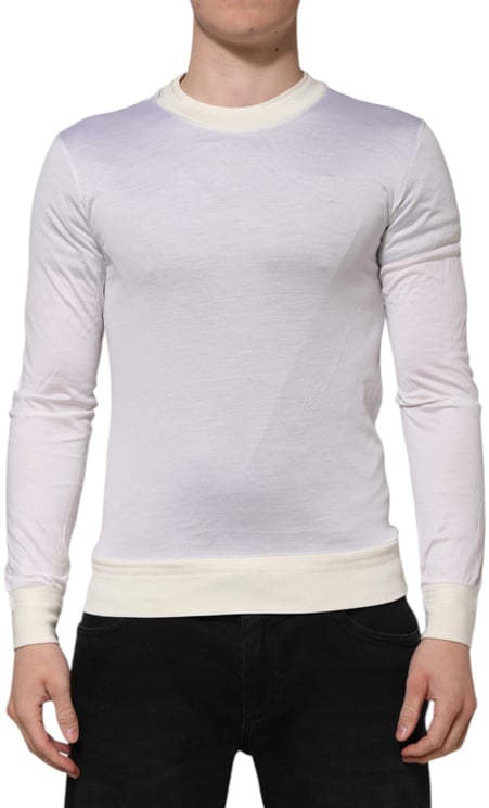Dolce & Gabbana Dolce & Gabbana White Silk Crew Neck Long Sleeves T-shirt