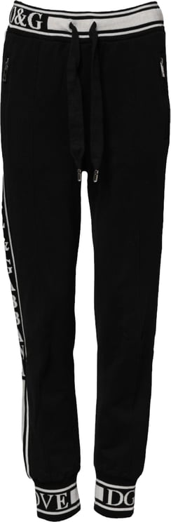 Dolce & Gabbana Dolce & Gabbana Black Cotton Jogger Logo Waist Pants