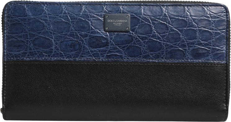 Dolce & Gabbana Dolce & Gabbana Black Blue Exotic Leather Men Continental Clutch Wallet