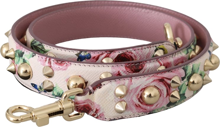 Dolce & Gabbana Dolce & Gabbana Pink Floral Leather Stud Accessory Shoulder Strap
