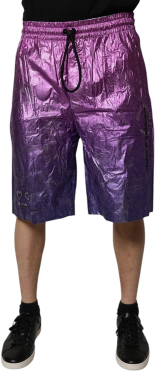 Dolce & Gabbana Dolce & Gabbana Metallic Pink Purple Two Tone Bermuda Shorts