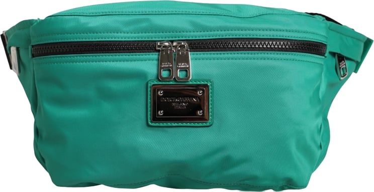 Dolce & Gabbana Dolce & Gabbana Green Logo Plaque Nylon Waist Fanny Pack Men's Borse Bag