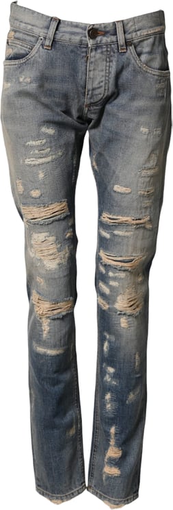 Dolce & Gabbana Dolce & Gabbana Blue Tattered Men Skinny Denim Trouser Jeans