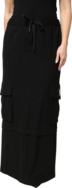 Dolce & Gabbana Dolce & Gabbana Black Cotton Drawstring Long Maxi Cargo Skirt