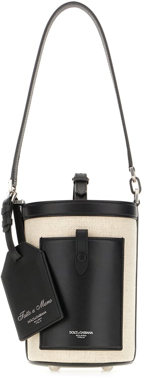 Dolce & Gabbana Dolce&gabbana Sand canvas and leather bucket bag