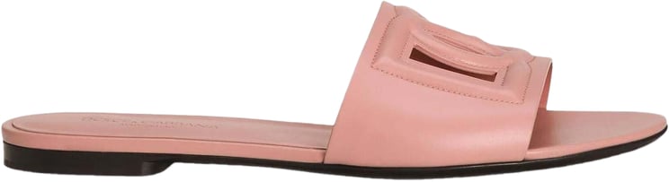 Dolce & Gabbana Dames DG Logo Leren Slippers Roze