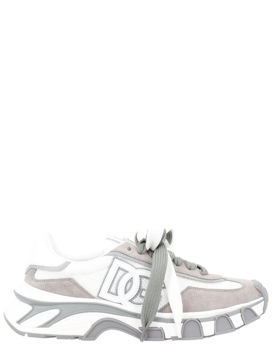 Dolce & Gabbana 'Airmaster' White And Grey Fabric And Leather Sneakers