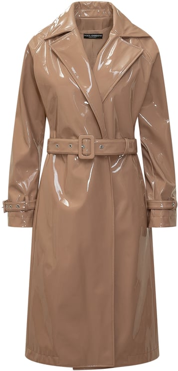 Dolce & Gabbana Cappotto Trench in Vernice con Cintura