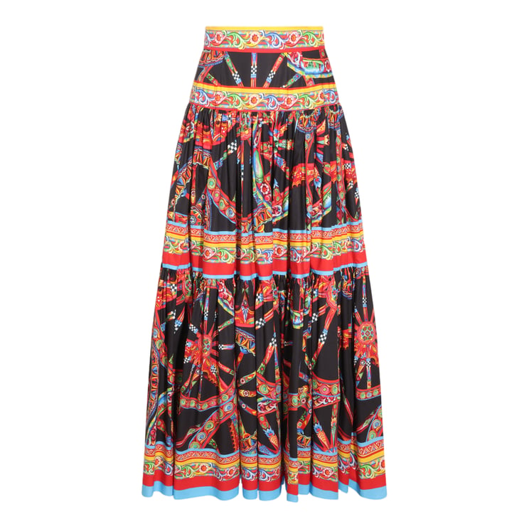 Dolce & Gabbana Voluminous High-Waisted Skirt with Intricate Patterning