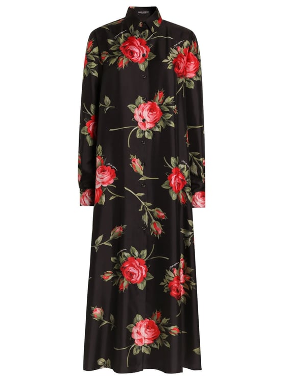 Dolce & Gabbana Rose Bouquet Silk Day Dress