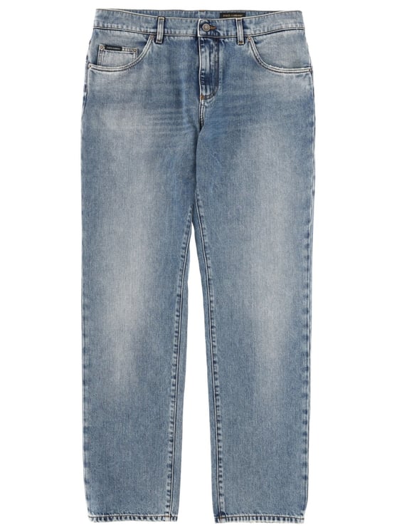 Dolce & Gabbana Faded Wash Cotton Straight-Leg Jeans