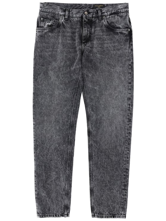 Dolce & Gabbana Washed Black Tapered Cotton Jeans
