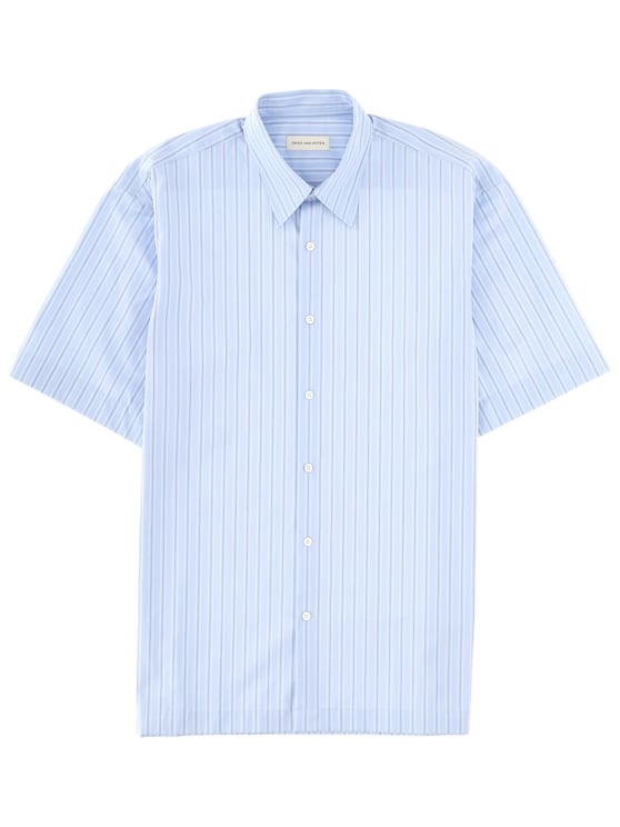 Dries van Noten Neutral Cassidye Relaxed Pinstripe Cotton Shirt