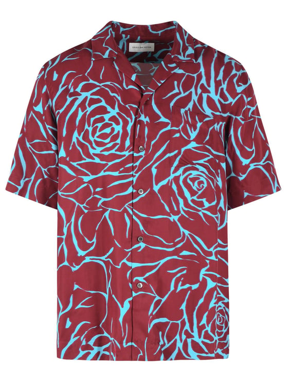 Dries van Noten 'Carltone' Burgundy And Light Blue Viscose Shirt