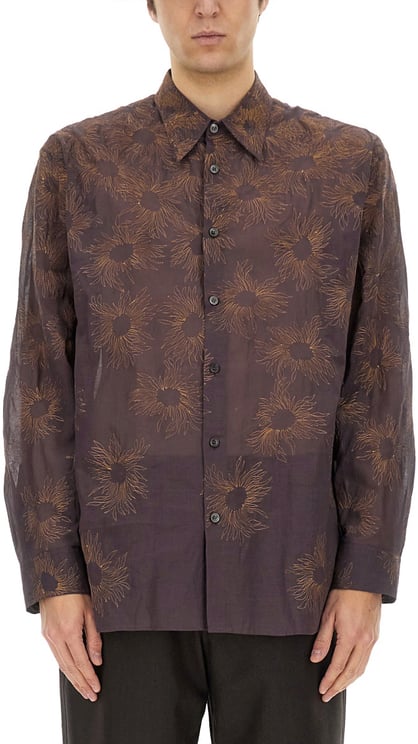 Dries van Noten Vibrant Printed Cotton Shirt With Classic Collar