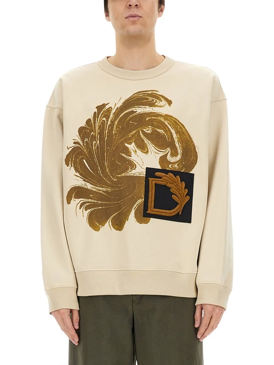 Dries van Noten Printed Cotton Sweatshirt With Classic Crew Neckline