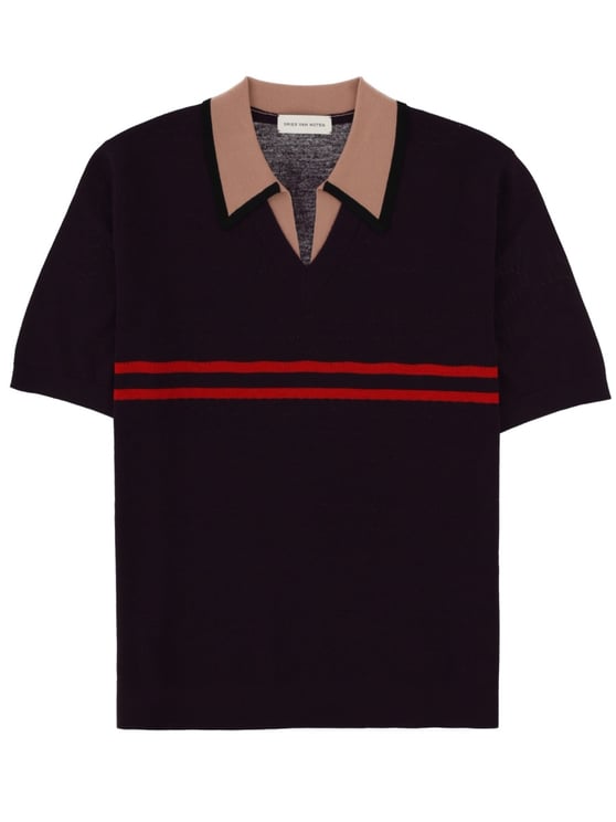 Dries van Noten Molar Deep Purple Textured Polo Shirt