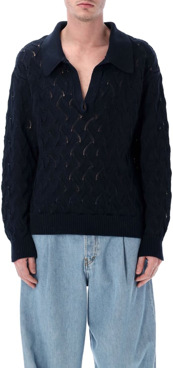 Dries van Noten Dries Van Noten lace stitch polo sweater