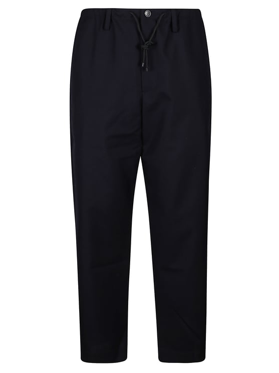 Dries van Noten Drawstring Waist Penny Wool Pants With Tailored Silhouette