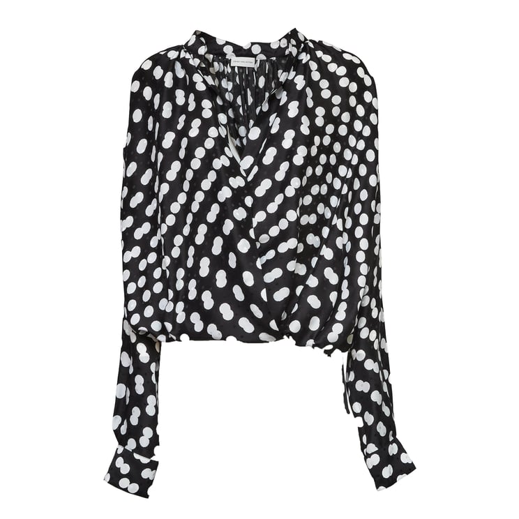 Dries van Noten Cenver Polka Dot Drawstring Hem Shirt