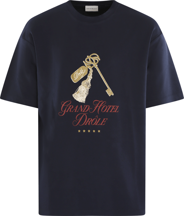 Drôle de Monsieur Heren Le Grand Hôtel T-Shirt Blauw