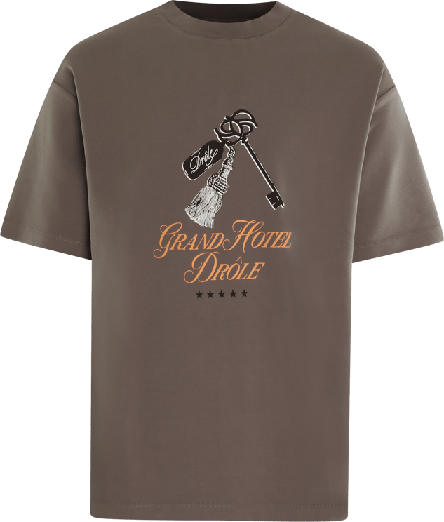 Drôle de Monsieur Heren Le Grand Hôtel T-Shirt Bruin