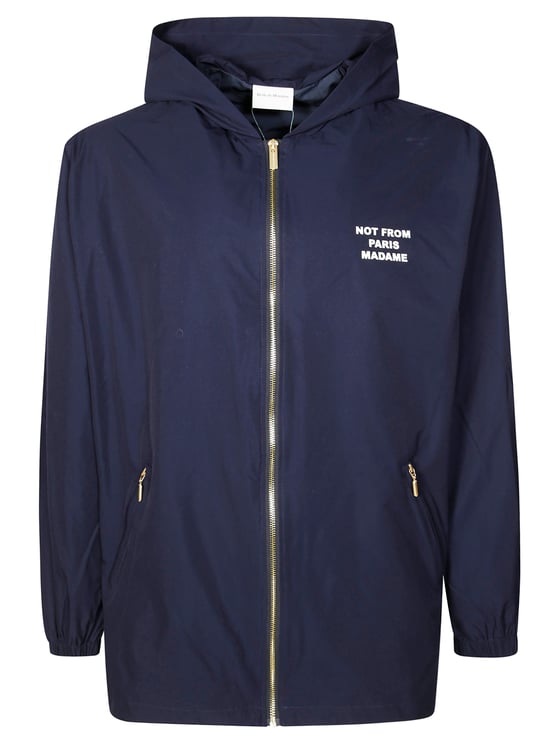 Drôle de Monsieur Hooded Zip-Up Jacket with Minimalist Design