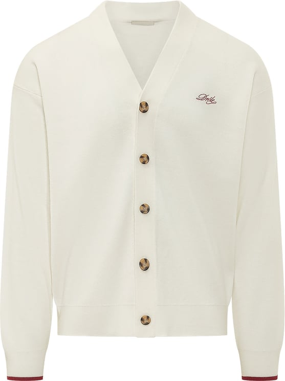 Drôle de Monsieur Cardigan con Scollo a V e Logo Ricamato