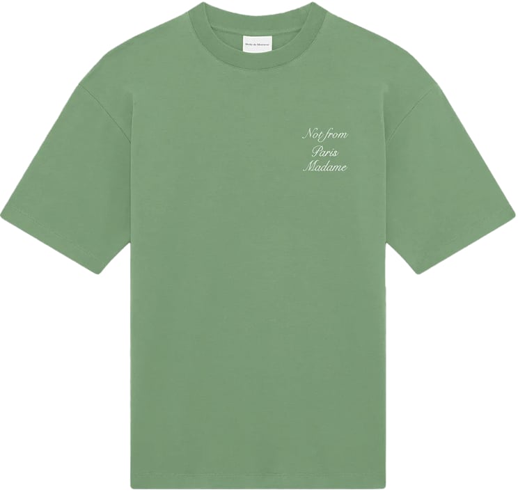 Drôle de Monsieur Le T-shirt slogan kalligrafie LICHTGROEN