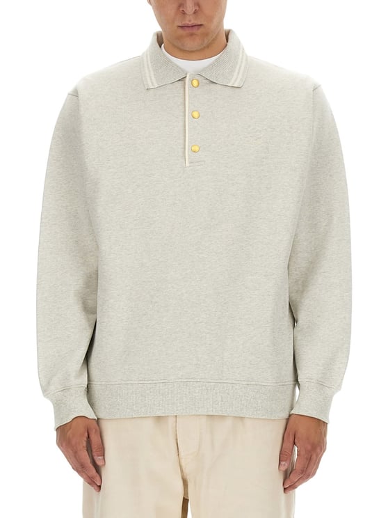 Drôle de Monsieur Textured Cotton Gold Buttons Sweatshirt