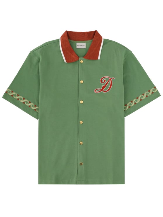 Drôle de Monsieur Muted Green Slogan D Logo Shirt
